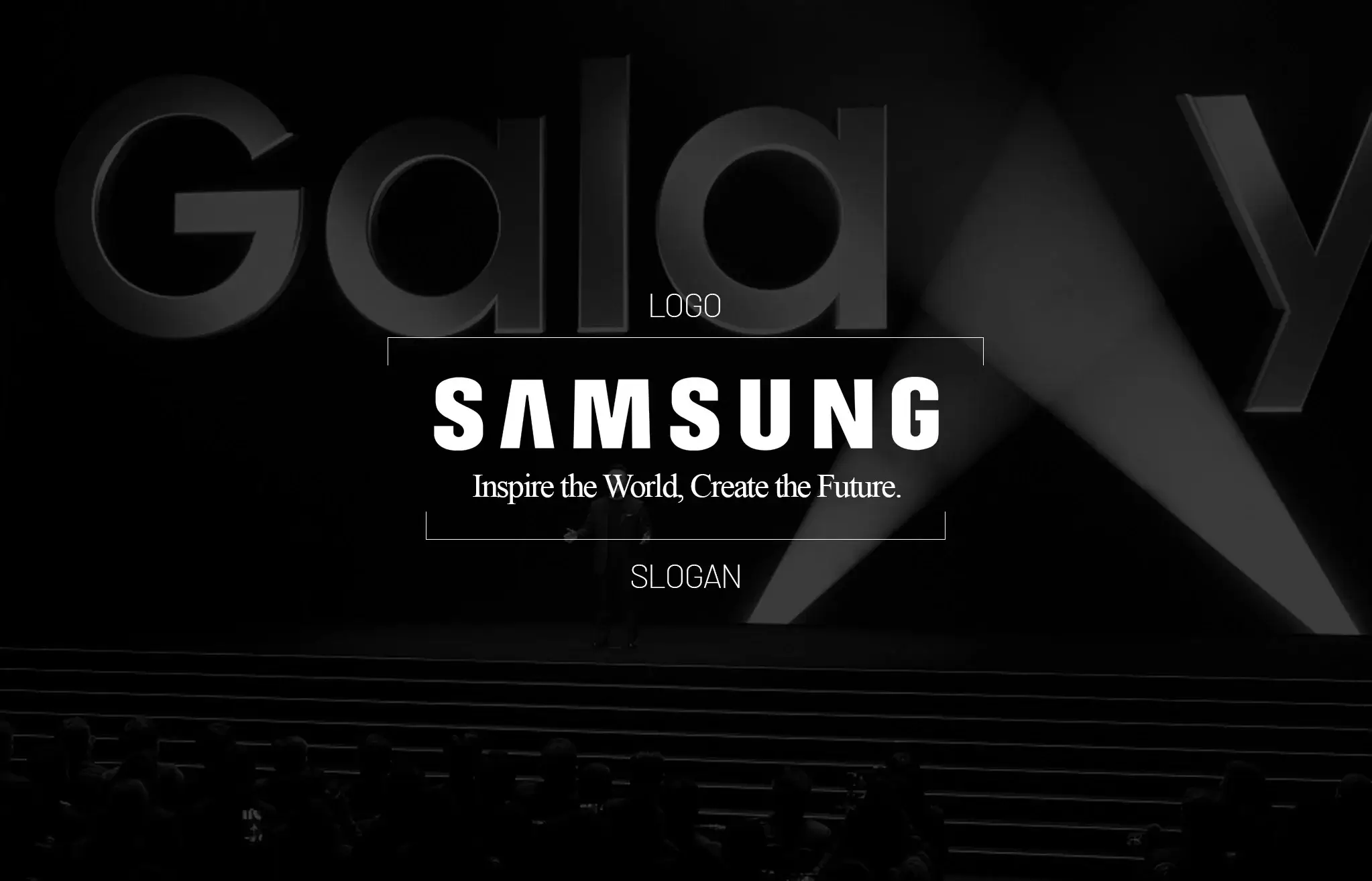 Samsung Inspire the World Create the Future Slogan Samsung slogan representing future-focused global tech branding