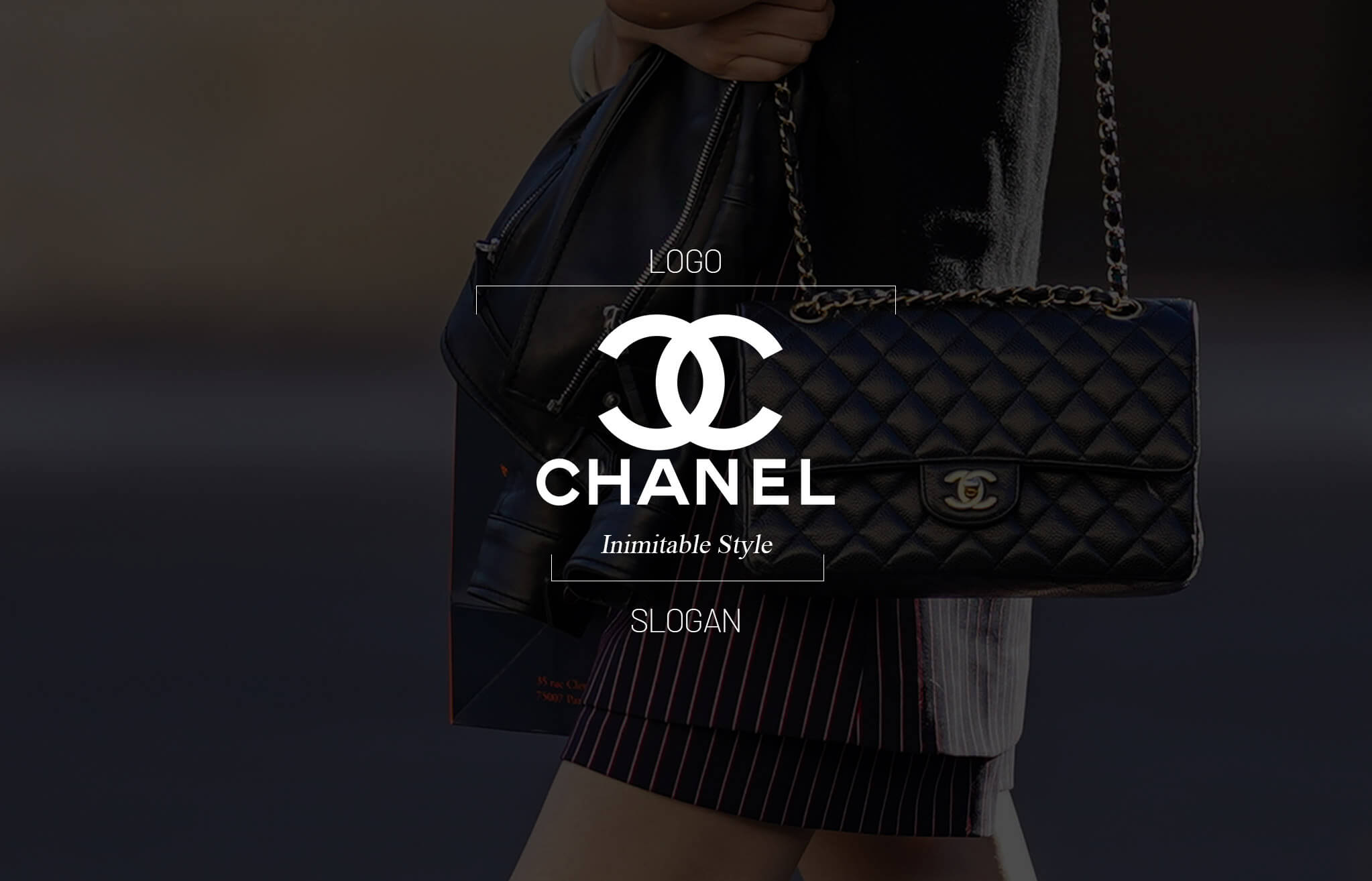 Chanel Inimitable Style Slogan Chanel slogan highlighting exclusivity and timeless fashion branding