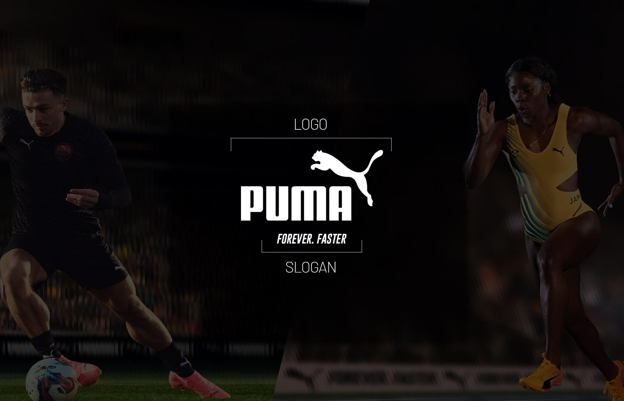 Puma Forever Faster Slogan Puma slogan promoting performance-driven sports branding