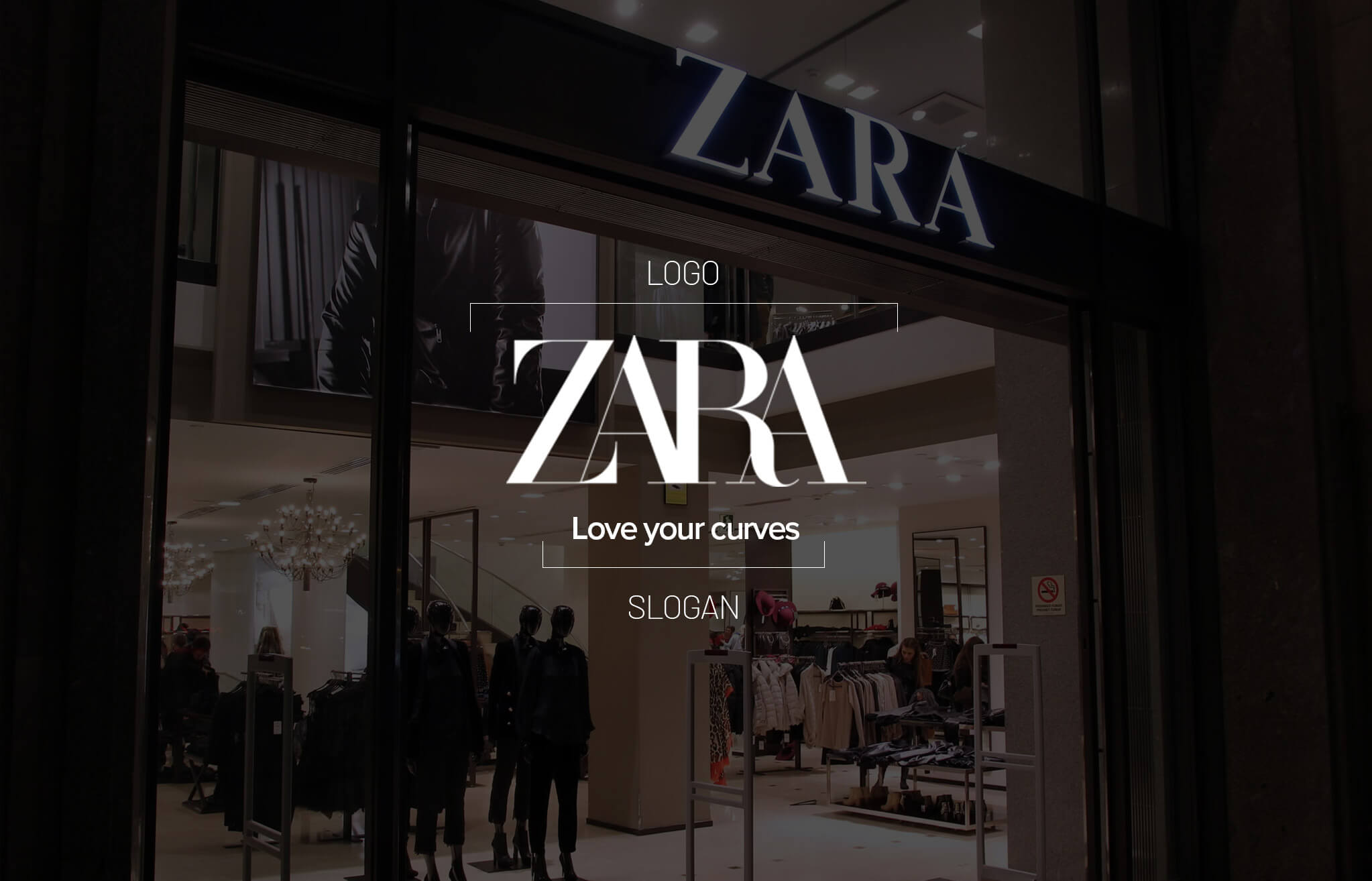 Zara Love Your Curves Slogan Zara slogan emphasizing inclusivity and modern fashion messaging