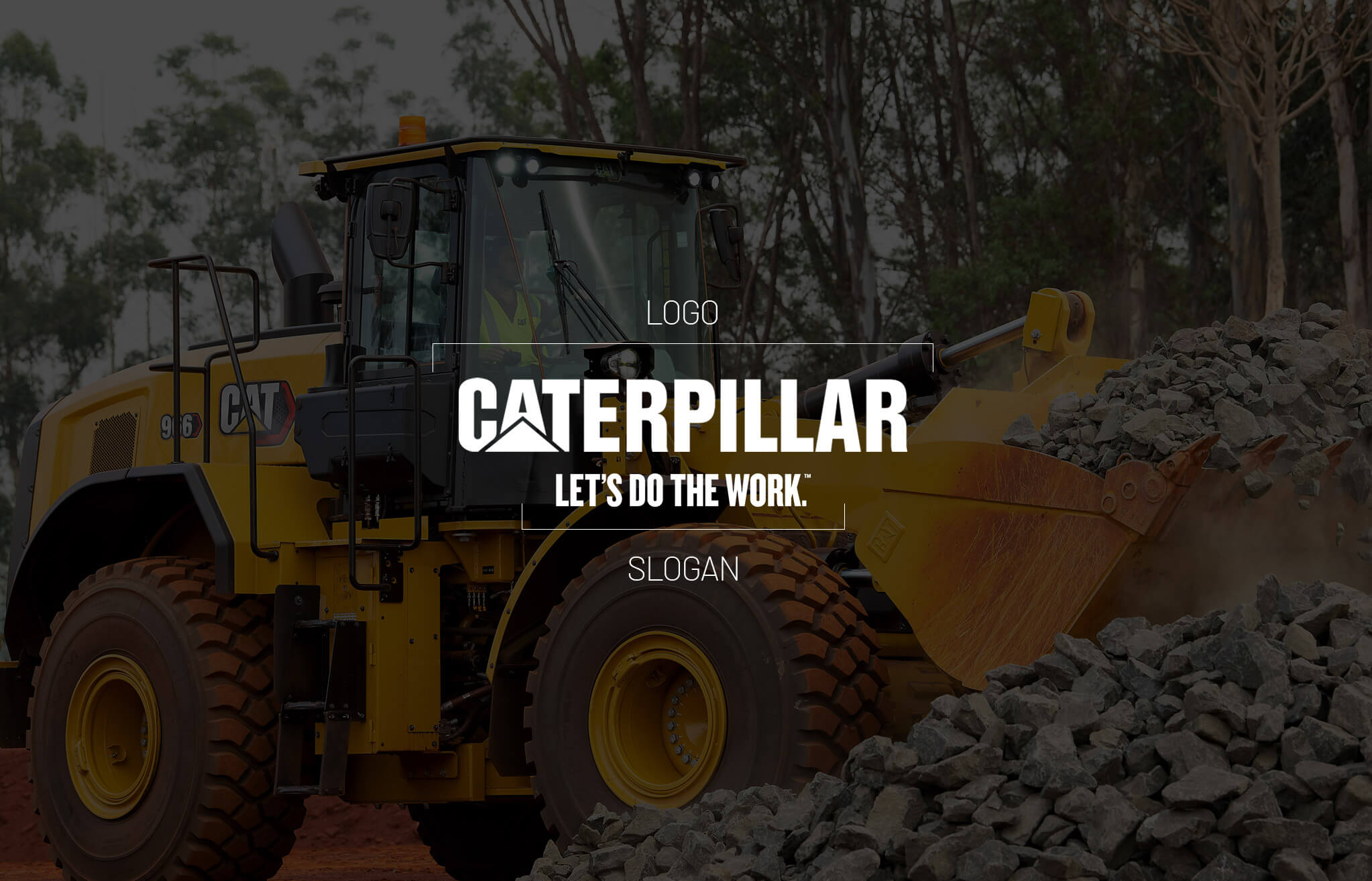 Caterpillar Lets Do the Work Slogan Caterpillar slogan focused on productivity and industrial power branding