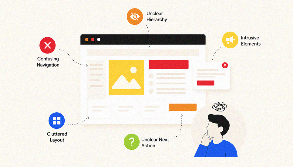Poor UX Design and Layout Friction Causing High Bounce Rates Poor UX Design and Layout Friction Causing High Bounce Rates